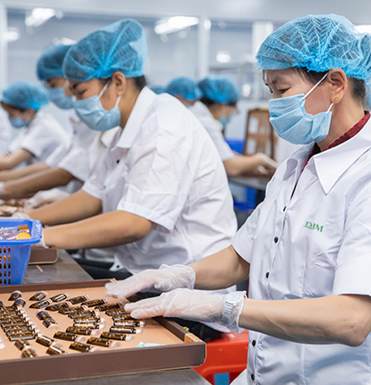 Our workers are packaging skin care products